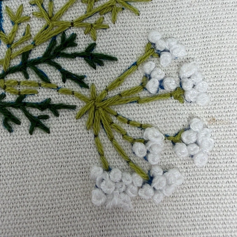 Hand-Embroidered Floral Bouquet Hoop Art - Textured Needlepoint - 7.5